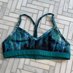 alo Teal and Black Women's Sports Bra